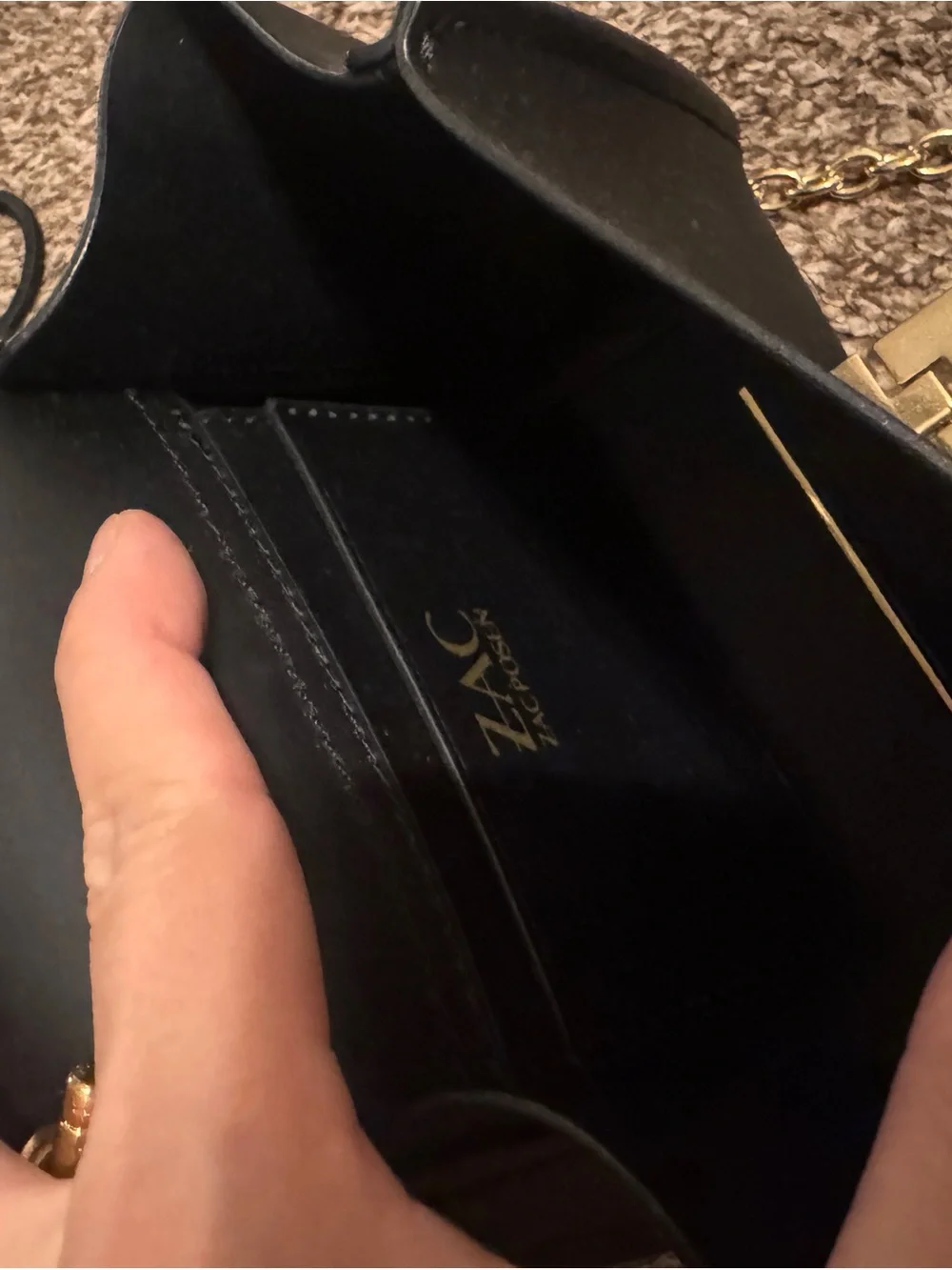 Zac Posen Black mini Crossbody Bag with Gold Hardware